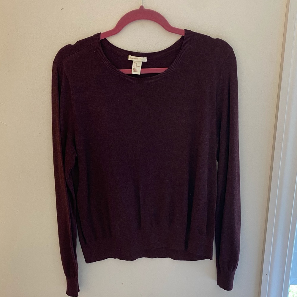 H&M Burgundy Long Sleeve Crew Neck